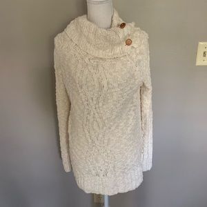 Anthropologie cream high neck buttoned sweater